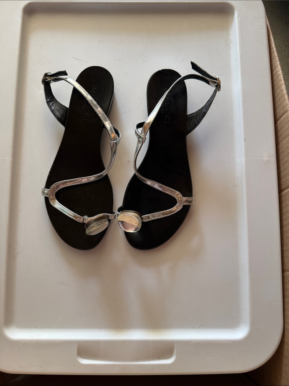 Black Sandals with Silver Straps